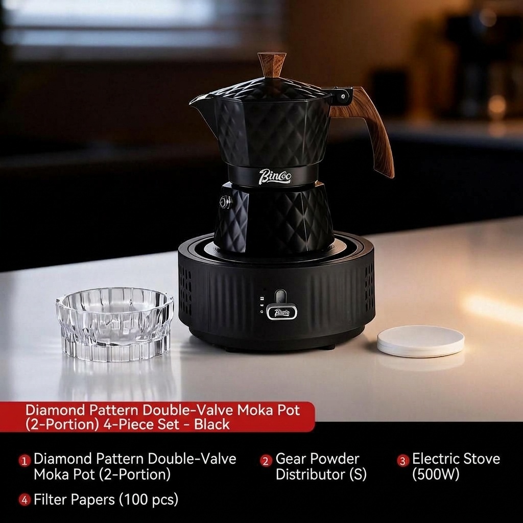 Bincoo Premium Electric Moka Pot | Diamond Design Coffee Maker