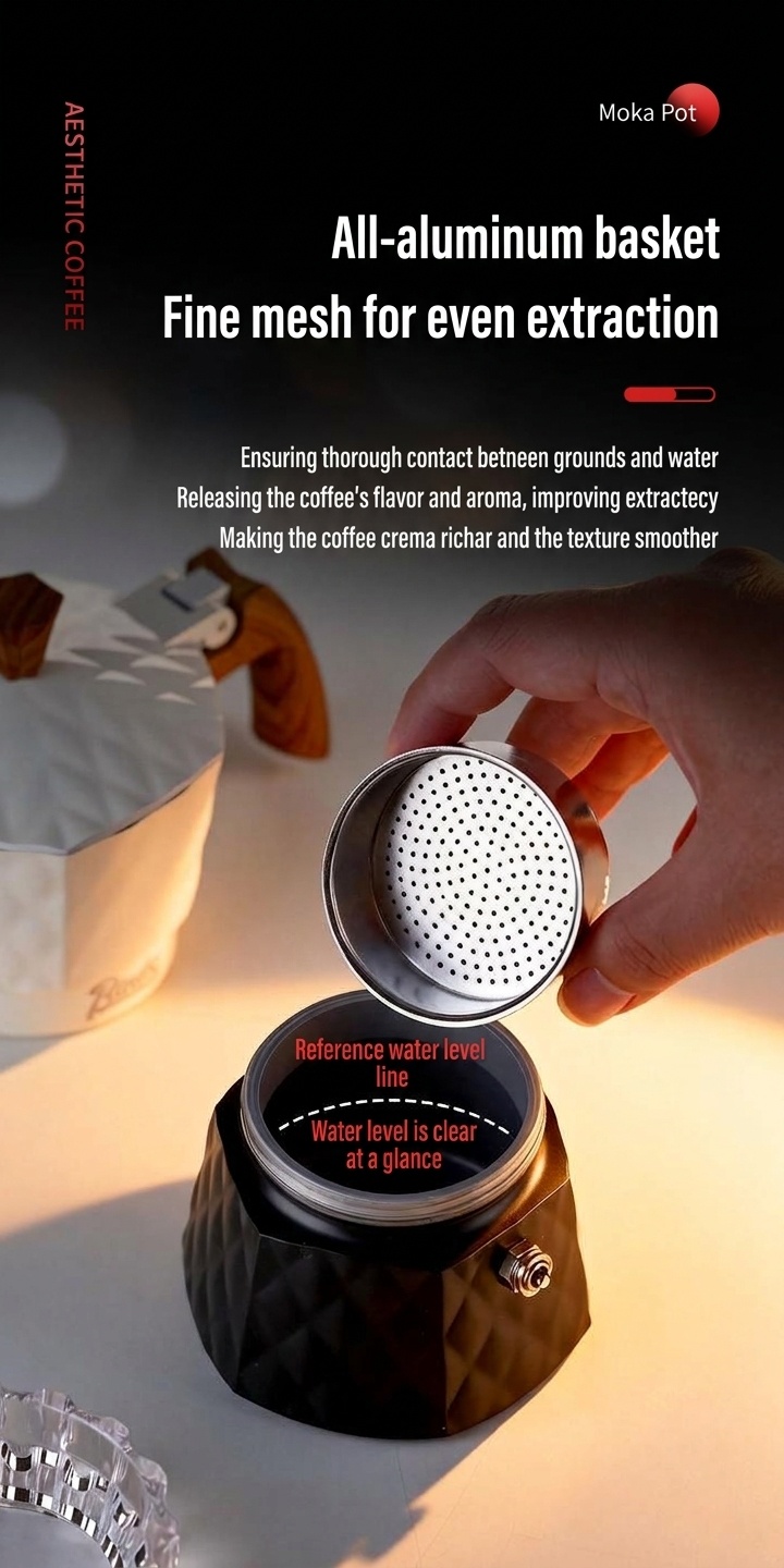Bincoo Premium Electric Moka Pot | Diamond Design Coffee Maker