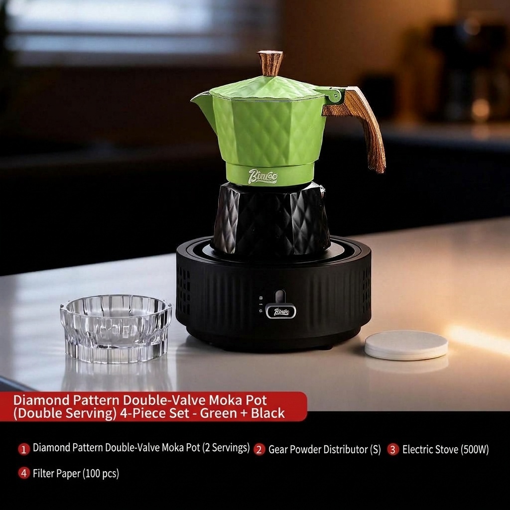 Bincoo Premium Electric Moka Pot | Diamond Design Coffee Maker