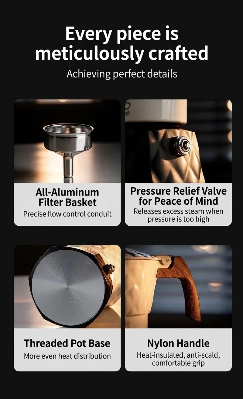 Bincoo Premium Electric Moka Pot | Diamond Design Coffee Maker