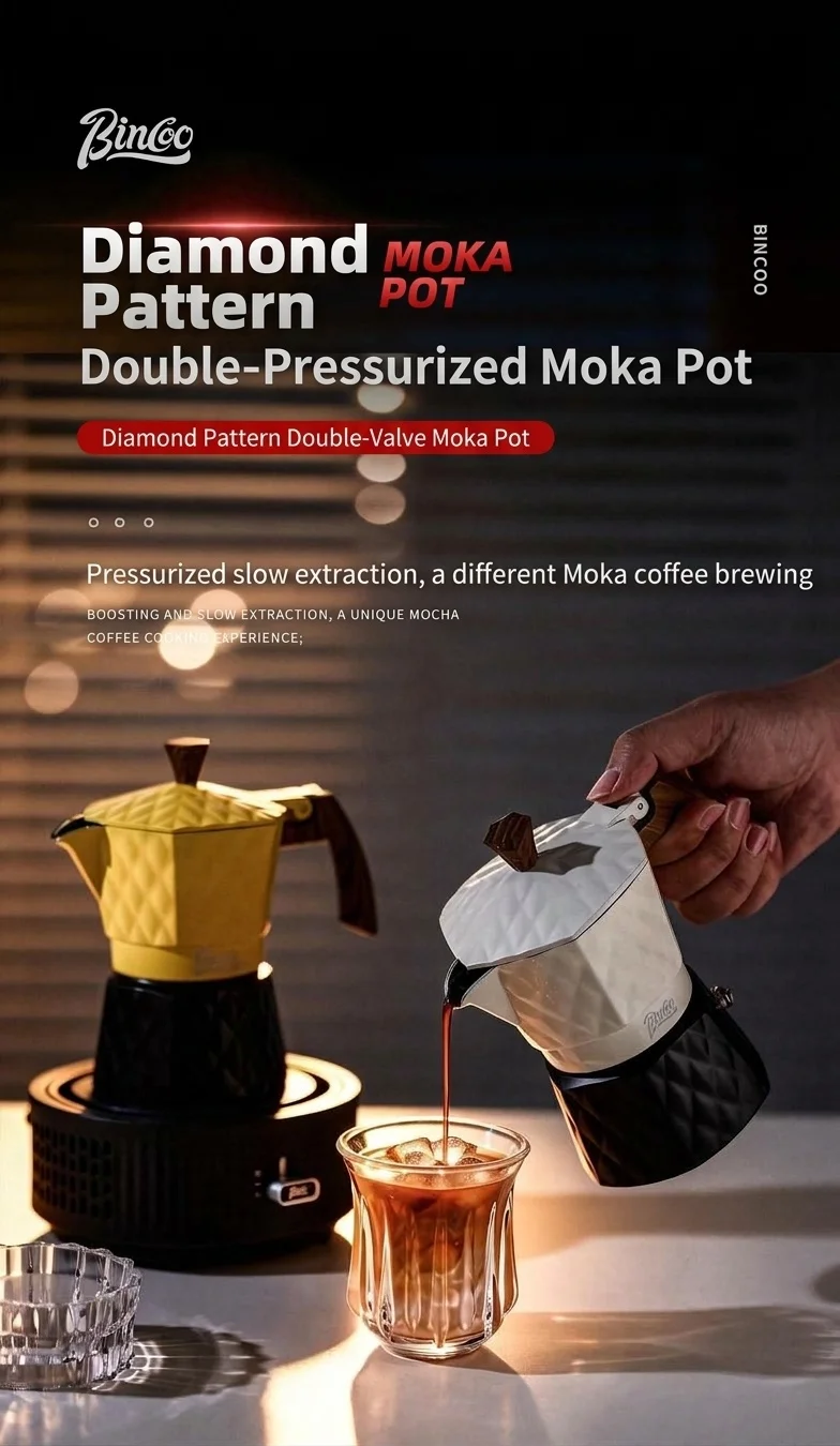 Bincoo Premium Electric Moka Pot | Diamond Design Coffee Maker
