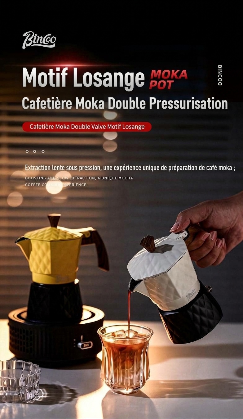 Cafetière électrique Bincoo Premium Moka | Design diamant