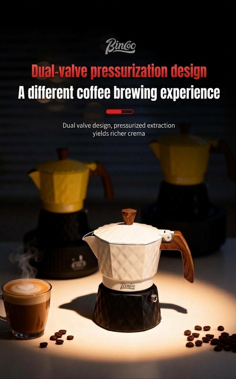 Bincoo Premium Electric Moka Pot | Diamond Design Coffee Maker