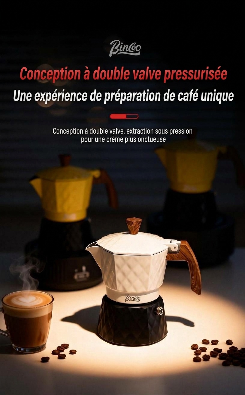 Cafetière électrique Bincoo Premium Moka | Design diamant