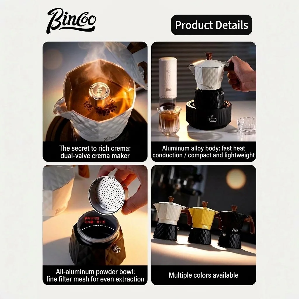 Bincoo Premium Electric Moka Pot | Diamond Design Coffee Maker