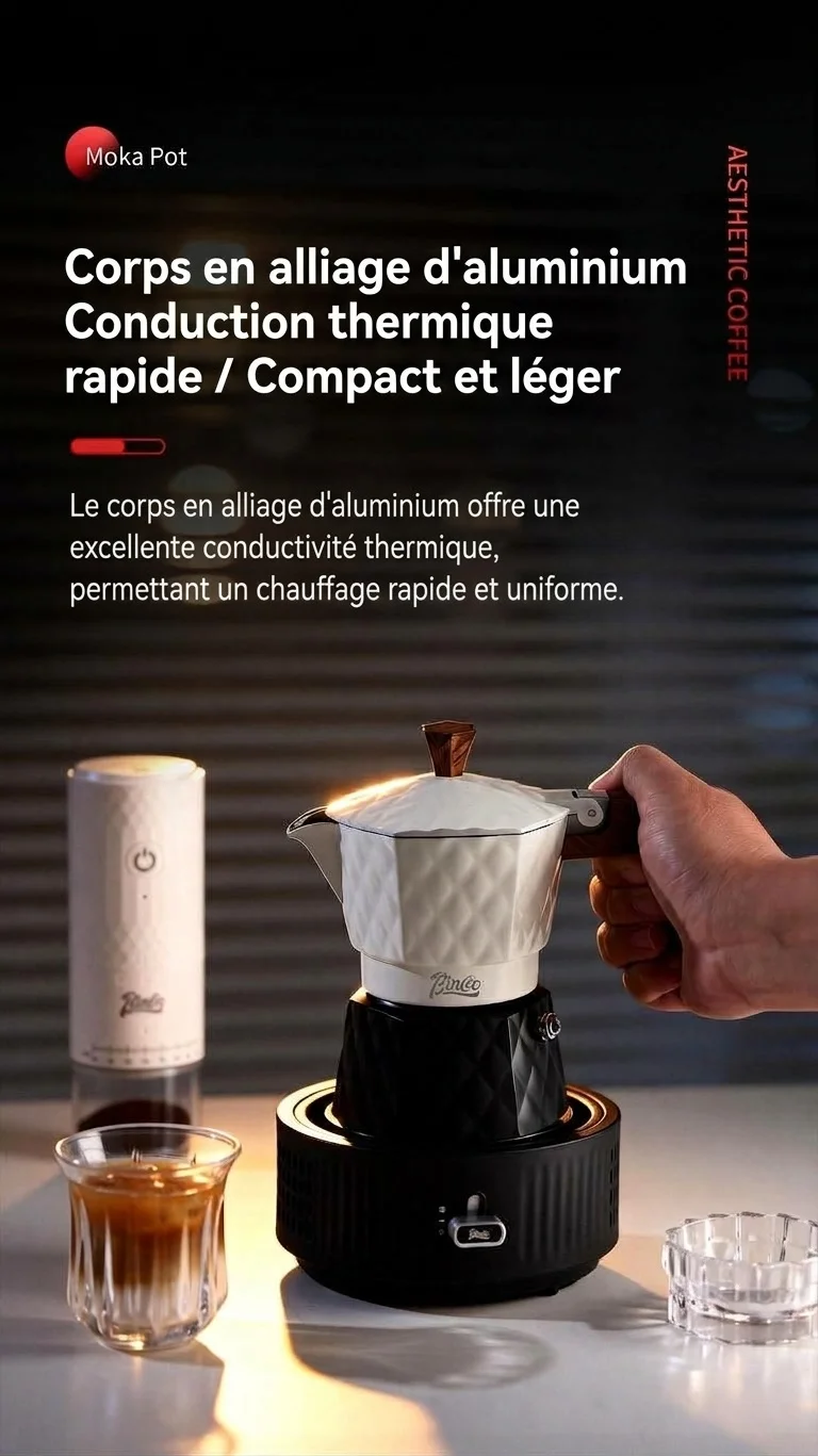 Cafetière électrique Bincoo Premium Moka | Design diamant