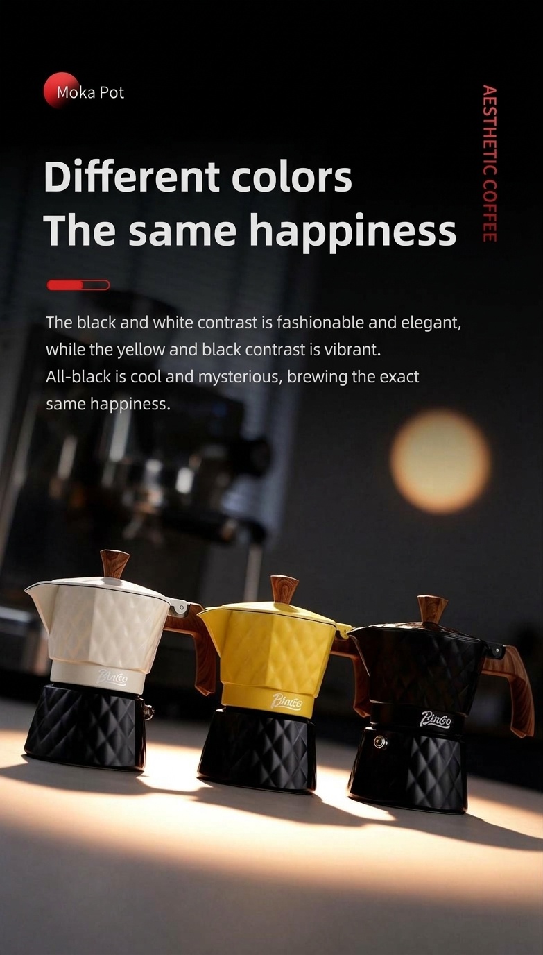 Bincoo Premium Electric Moka Pot | Diamond Design Coffee Maker