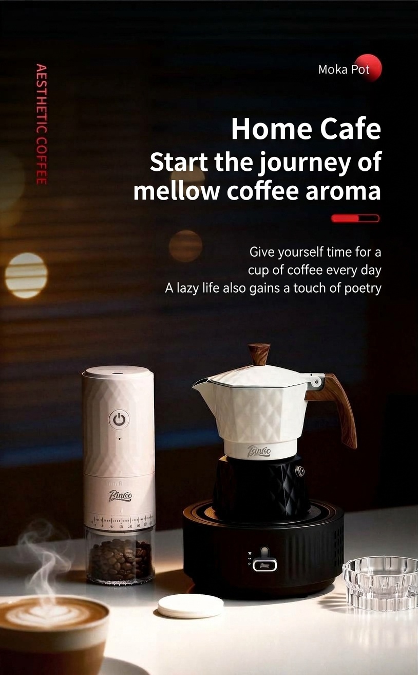 Bincoo Premium Electric Moka Pot | Diamond Design Coffee Maker