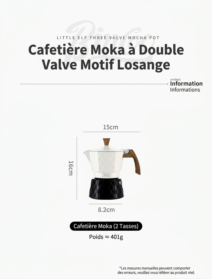 Cafetière électrique Bincoo Premium Moka | Design diamant
