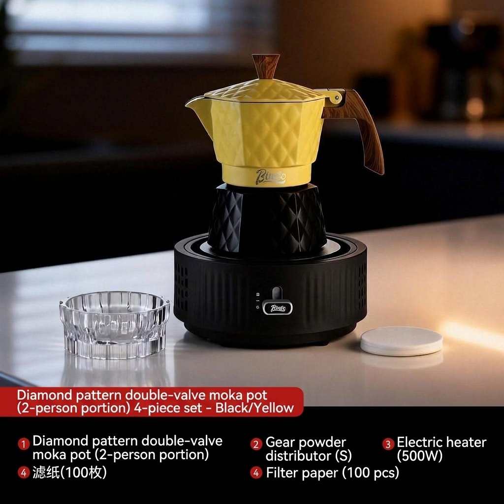 Bincoo Premium Electric Moka Pot | Diamond Design Coffee Maker