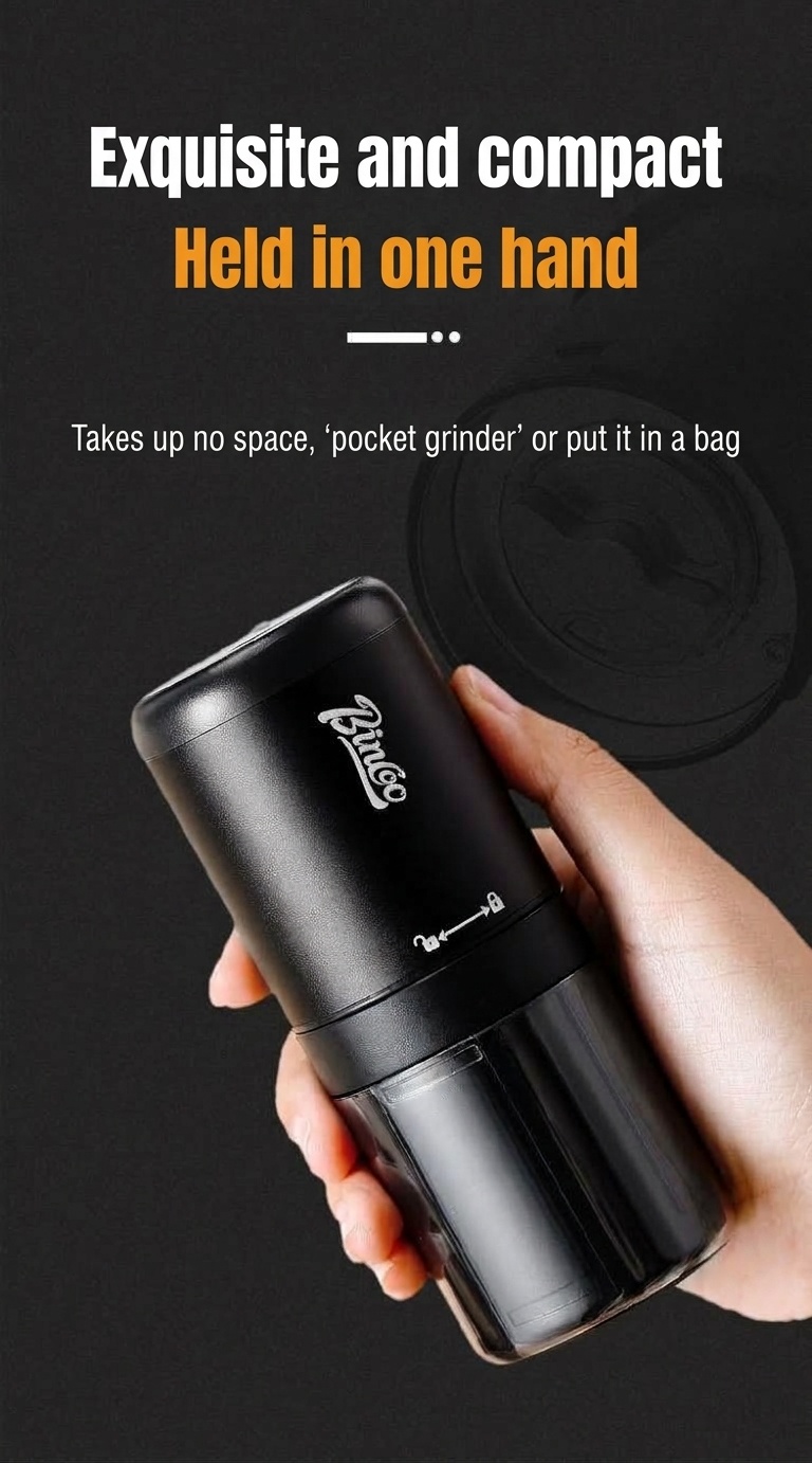 Bincoo Portable Electric Coffee Grinder - Adjustable Grind Settings