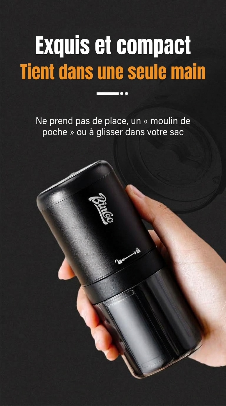 Moulin à café électrique portable Bincoo - Réglages de mouture ajustables