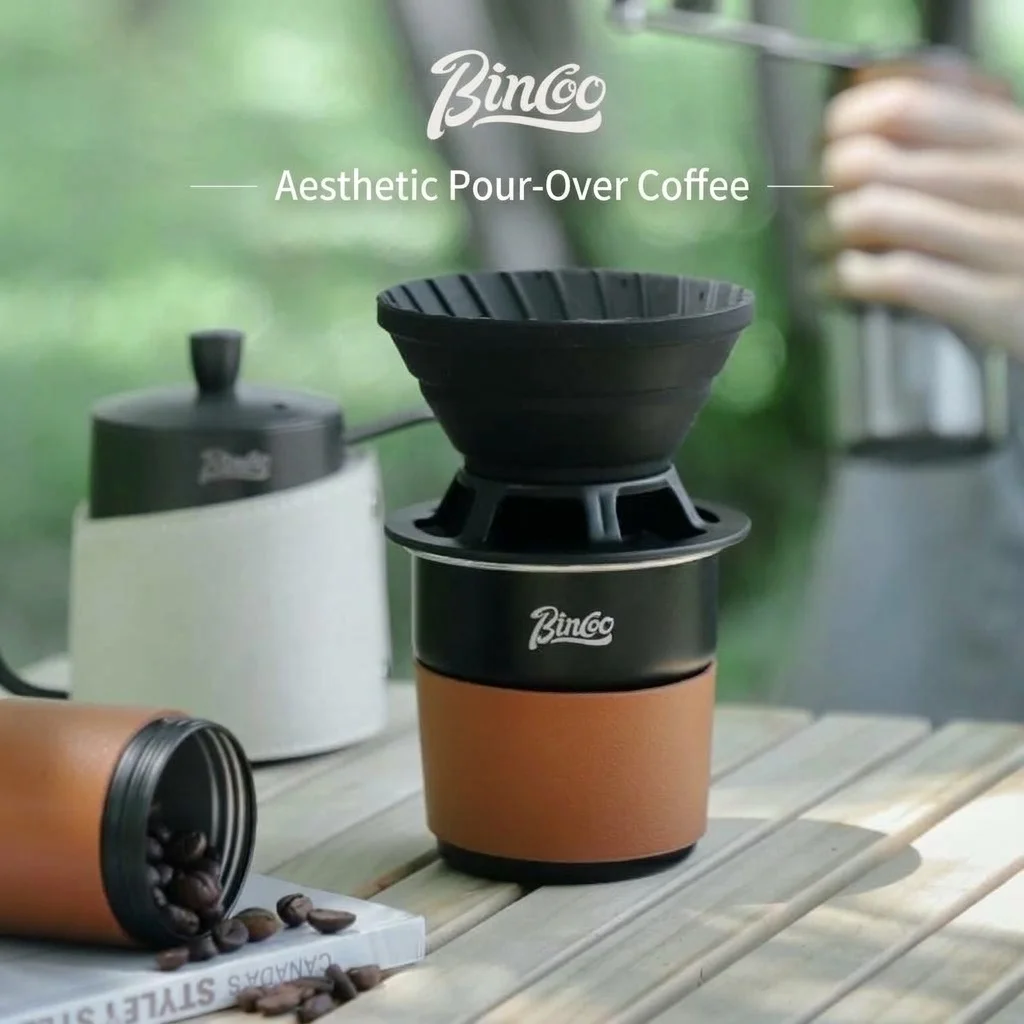 BinCoo Portable Pour Over Coffee Maker Set - Black & Olive