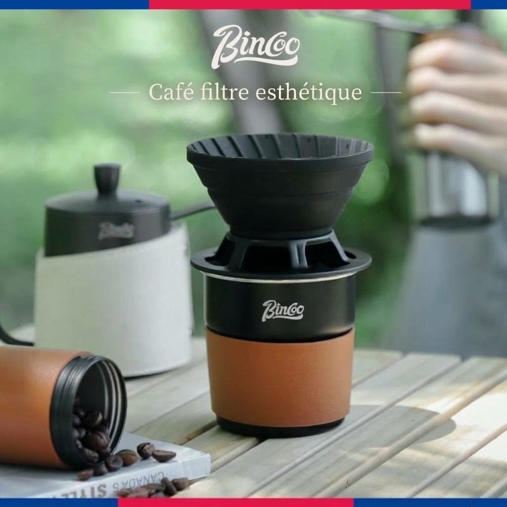 Ensemble cafetière à filtre portable BinCoo - Noir et olive