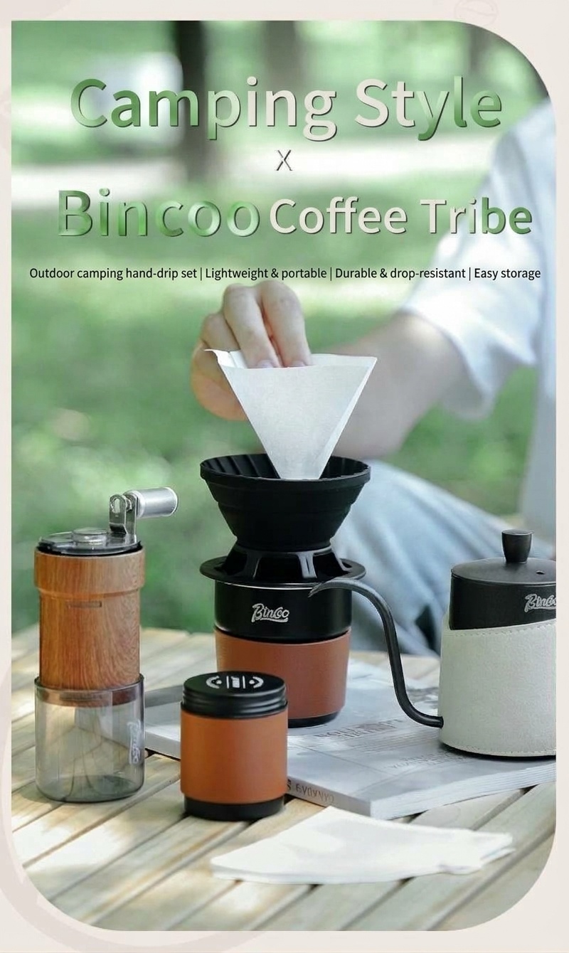 BinCoo Portable Pour Over Coffee Maker Set - Black & Olive