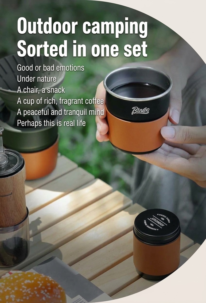 BinCoo Portable Pour Over Coffee Maker Set - Black & Olive