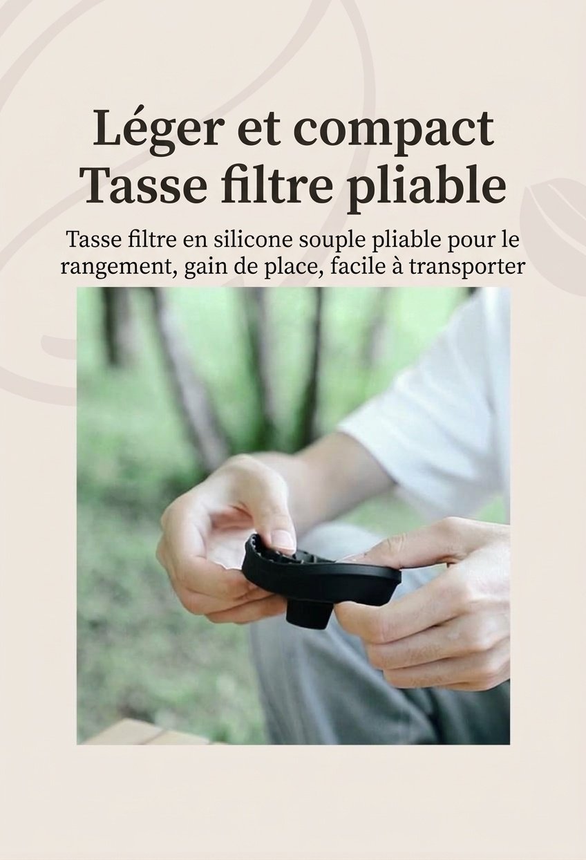 Ensemble cafetière à filtre portable BinCoo - Noir et olive