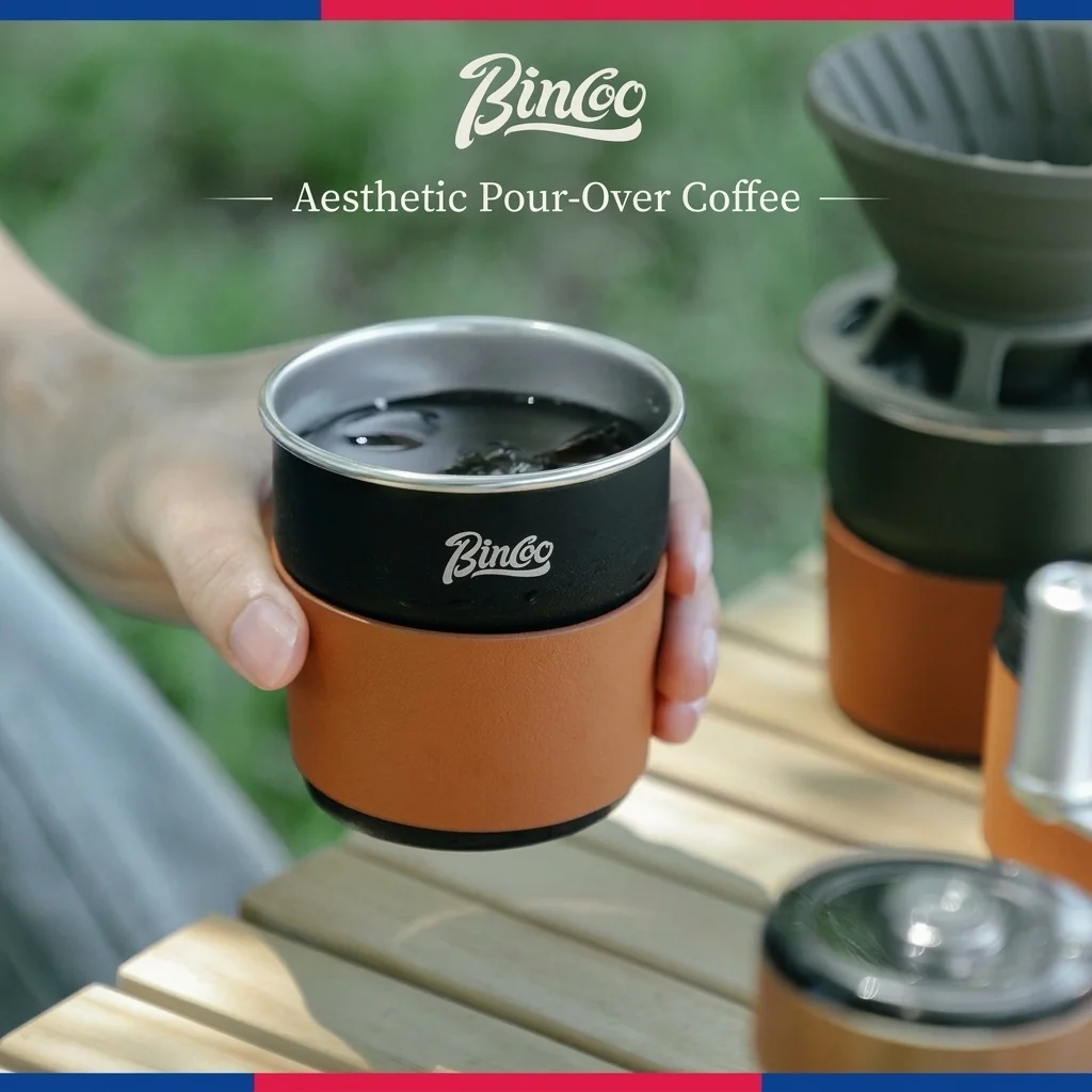 BinCoo Portable Pour Over Coffee Maker Set - Black & Olive