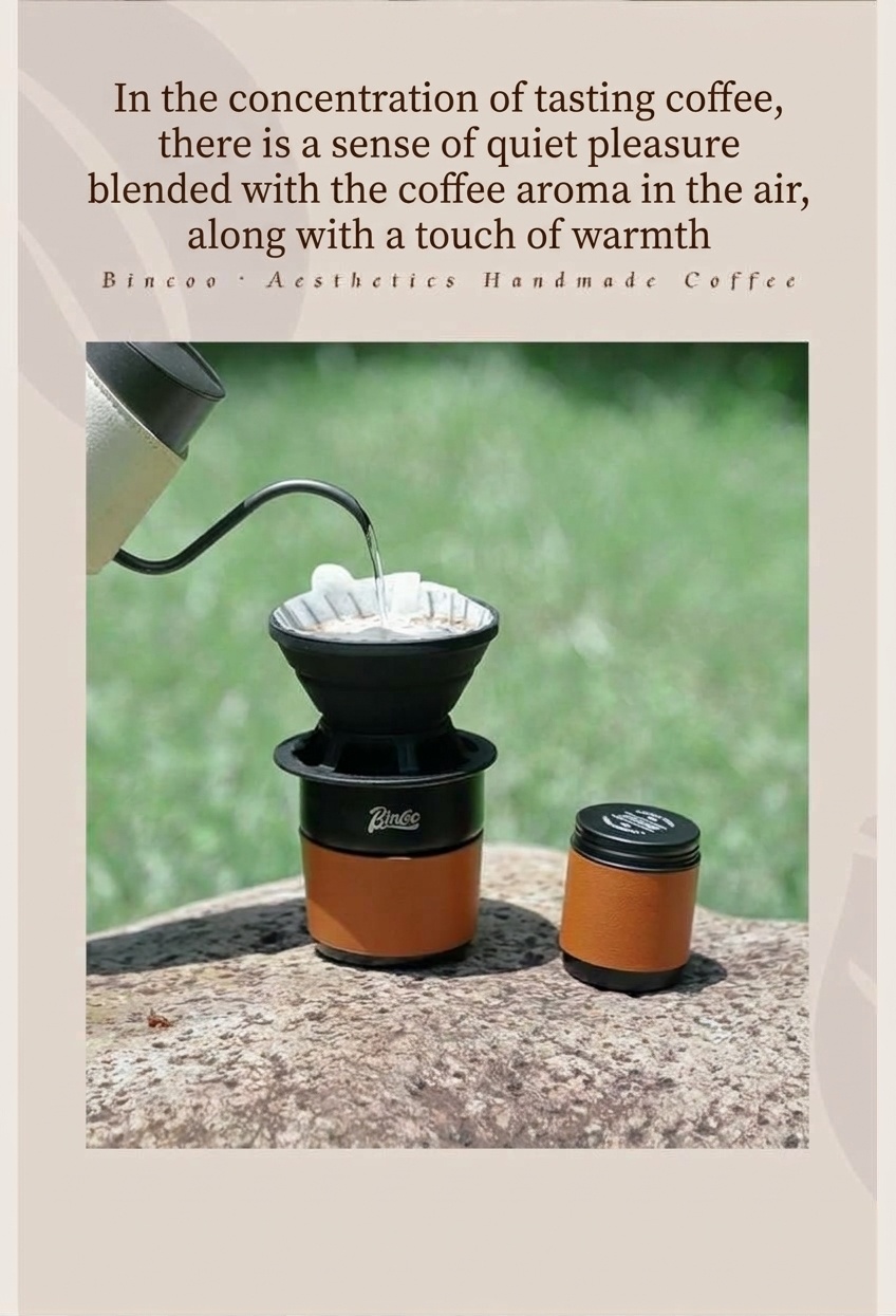 BinCoo Portable Pour Over Coffee Maker Set - Black & Olive