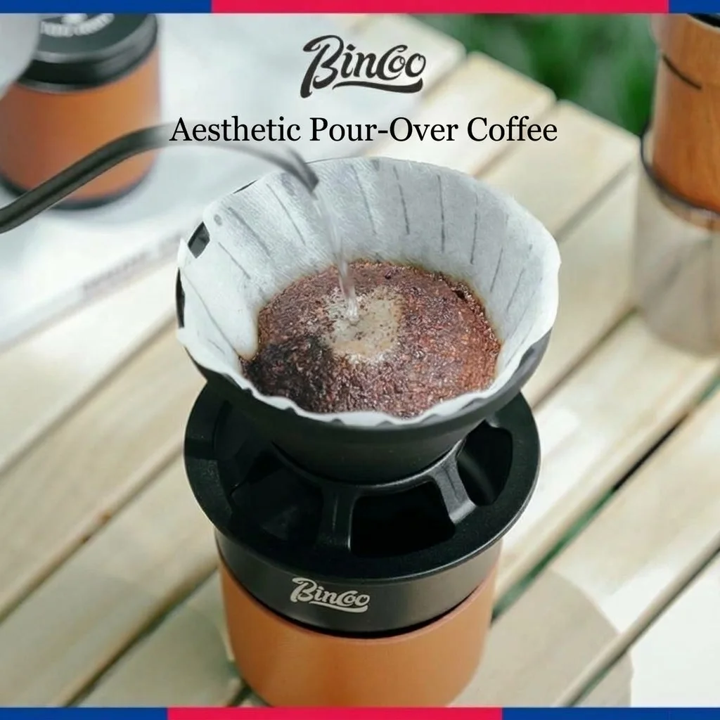 BinCoo Portable Pour Over Coffee Maker Set - Black & Olive