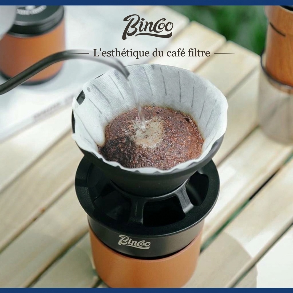 Ensemble cafetière à filtre portable BinCoo - Noir et olive