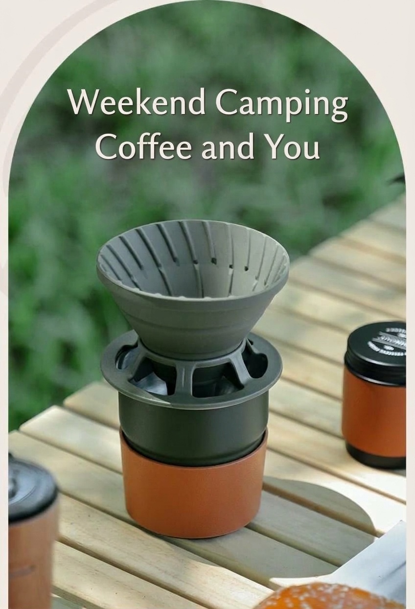BinCoo Portable Pour Over Coffee Maker Set - Black & Olive
