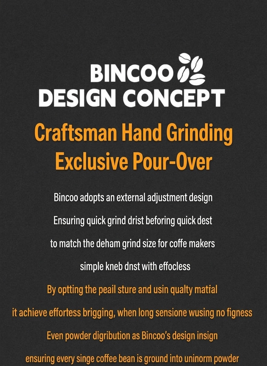 Bincoo Precision Manual Coffee Grinder - Adjustable Burr