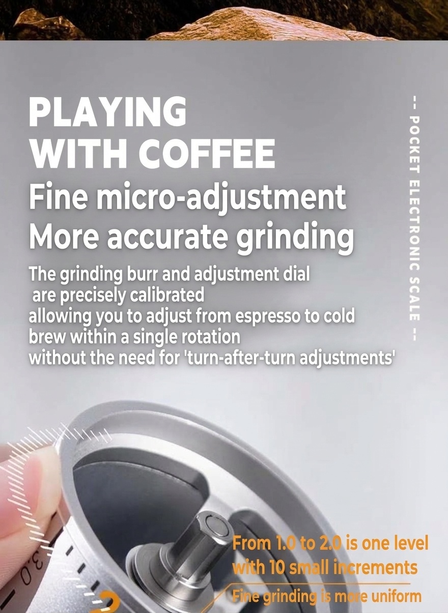Bincoo Precision Manual Coffee Grinder - Adjustable Burr