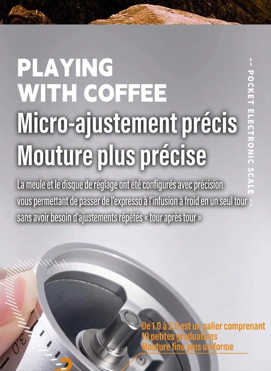 Moulin à café manuel de précision Bincoo - Meule réglable