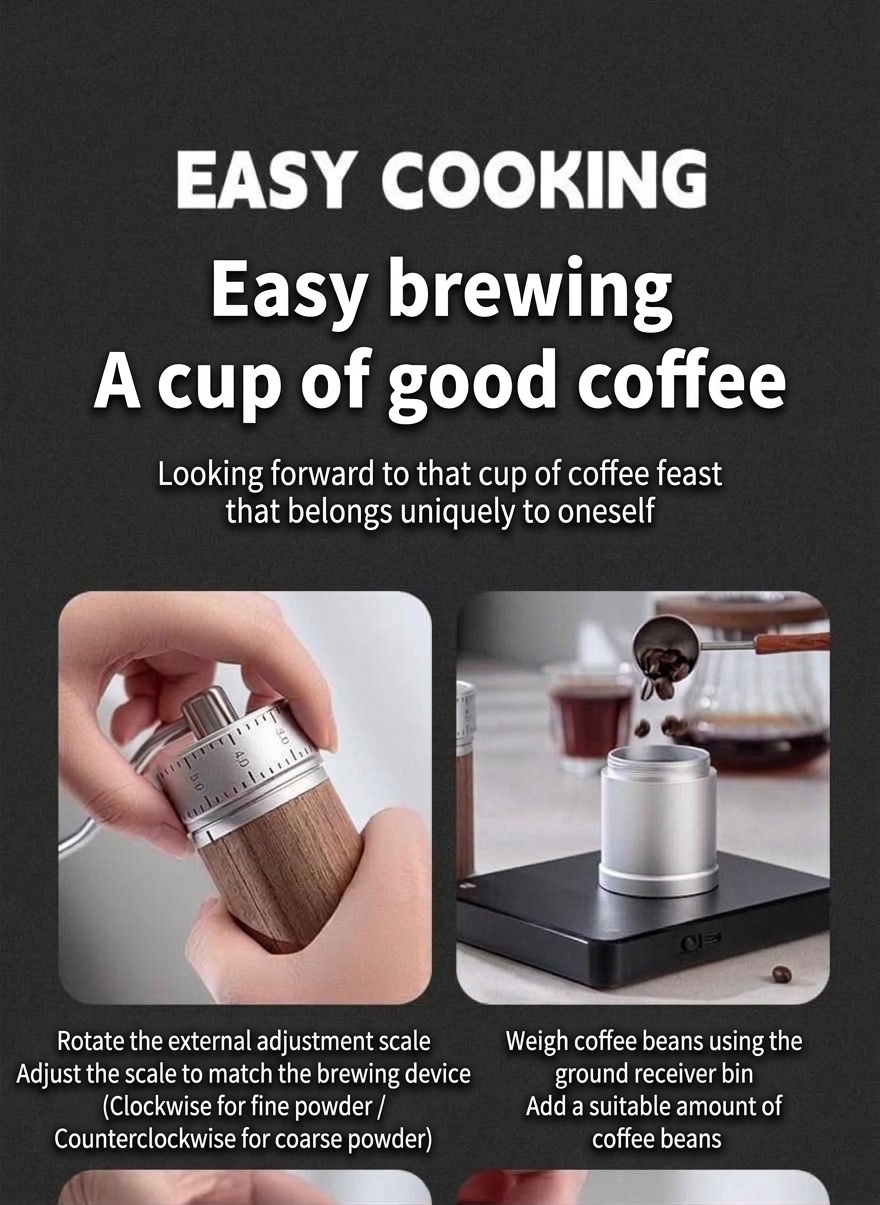 Bincoo Precision Manual Coffee Grinder - Adjustable Burr