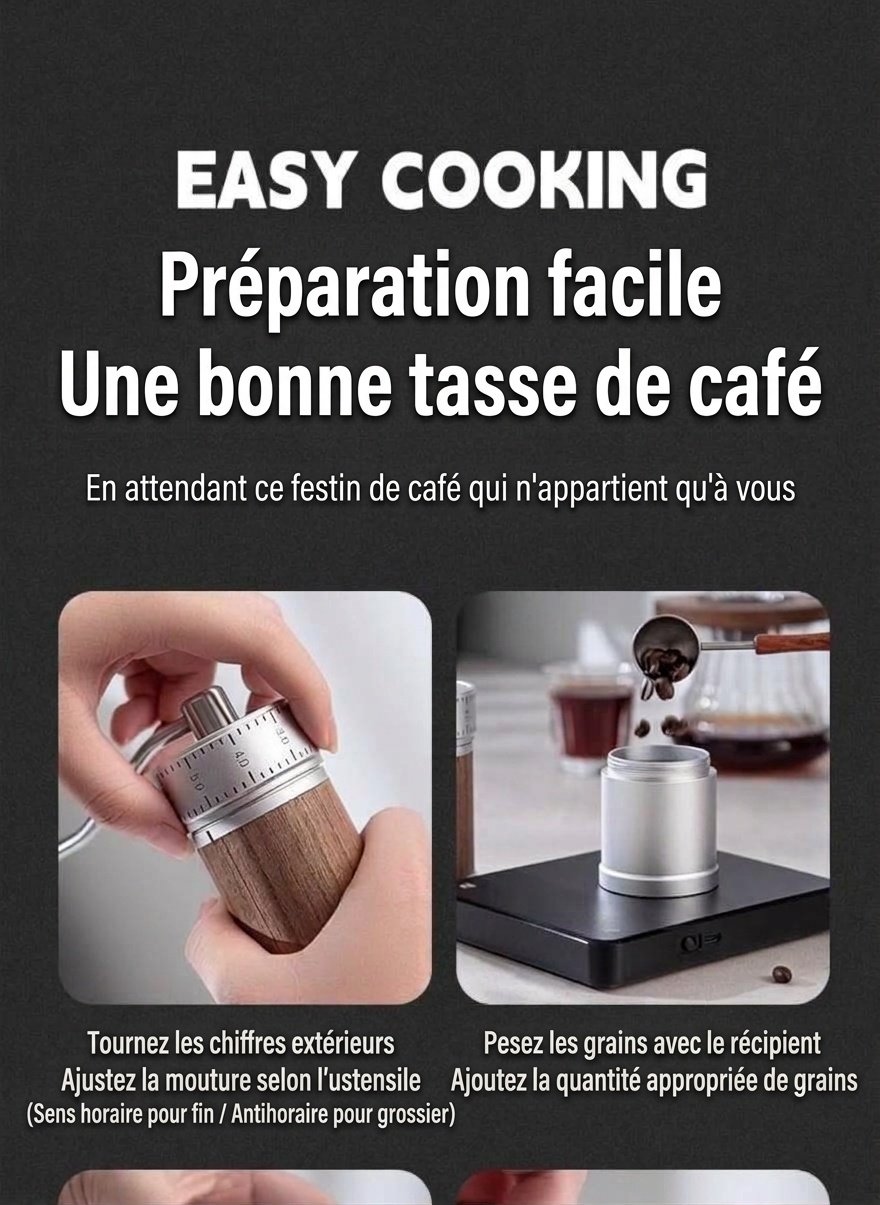 Moulin à café manuel de précision Bincoo - Meule réglable