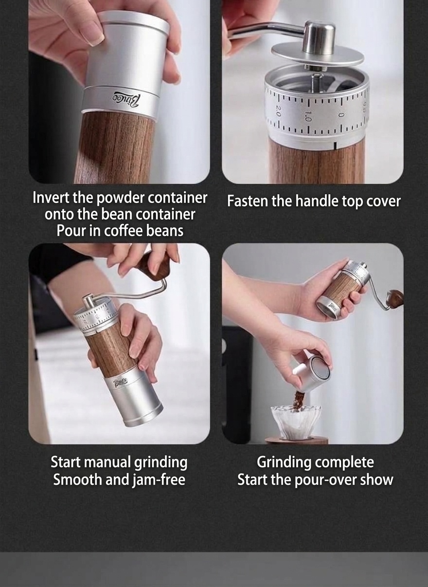 Bincoo Precision Manual Coffee Grinder - Adjustable Burr