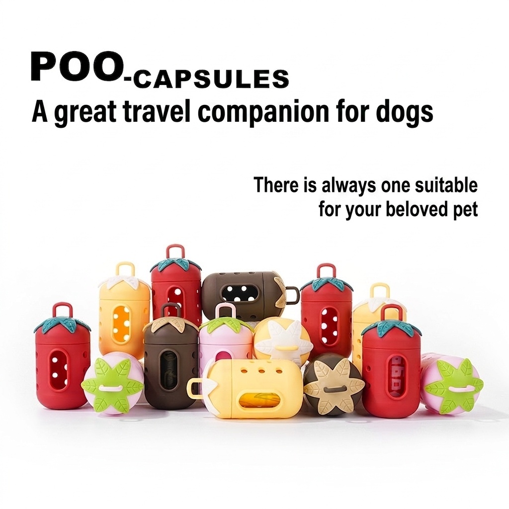 Cute Fruit Pet Poop Bag Dispenser with Carabiner Clip