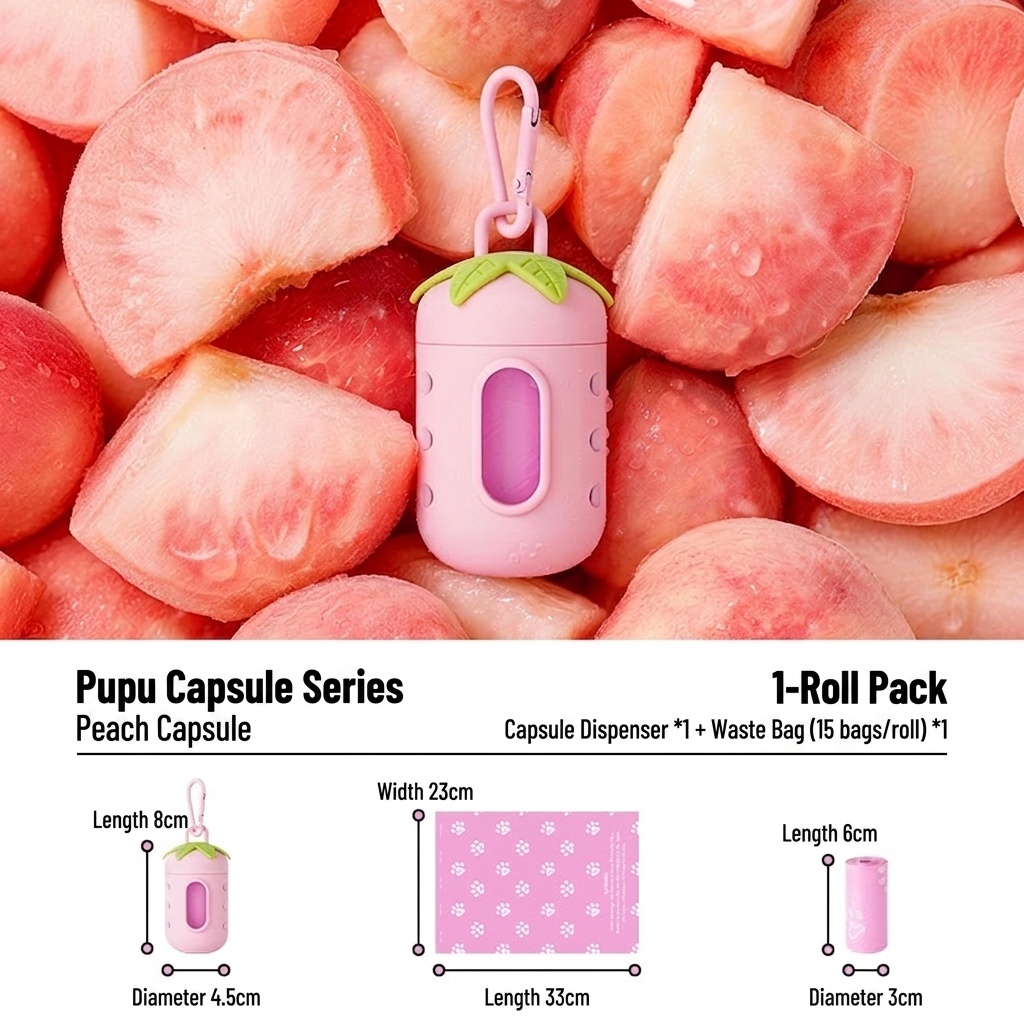 Cute Fruit Pet Poop Bag Dispenser with Carabiner Clip