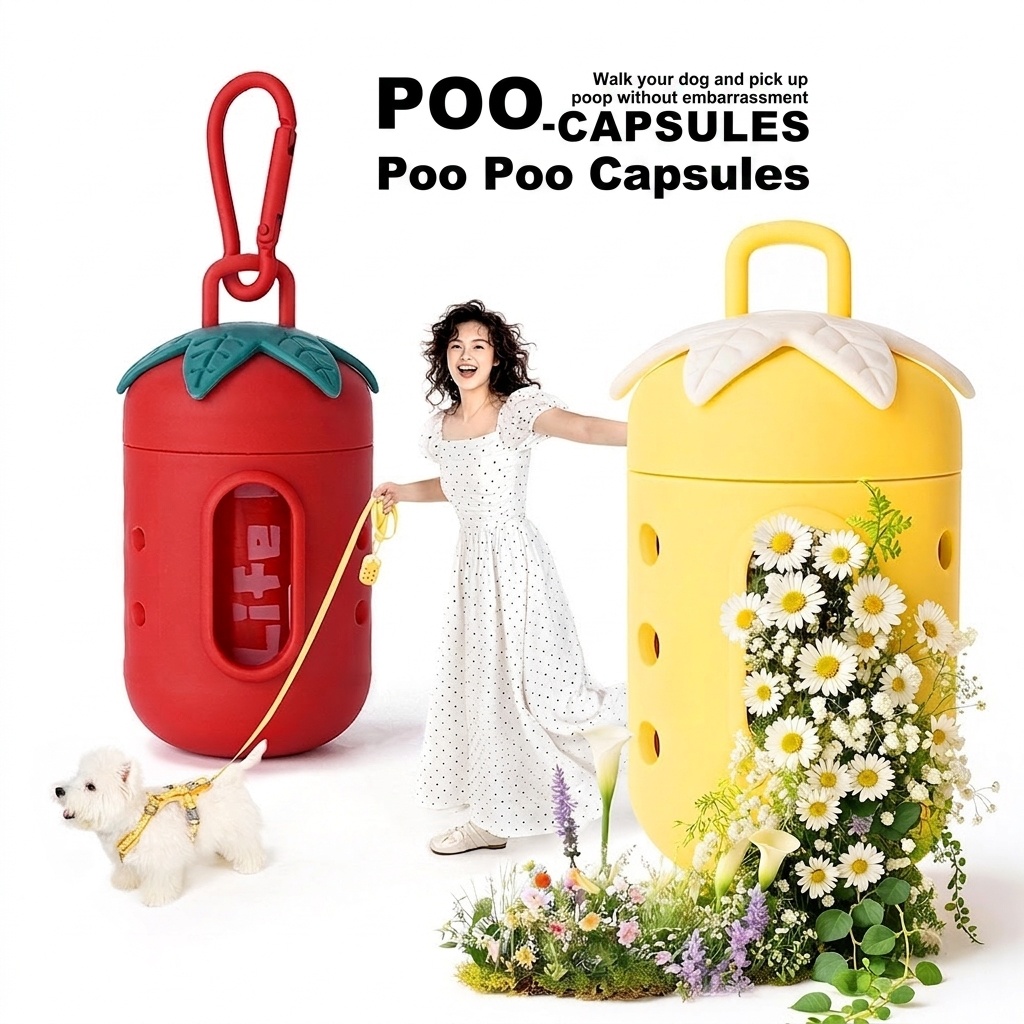 Cute Fruit Pet Poop Bag Dispenser with Carabiner Clip
