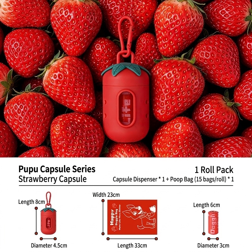 Cute Fruit Pet Poop Bag Dispenser with Carabiner Clip
