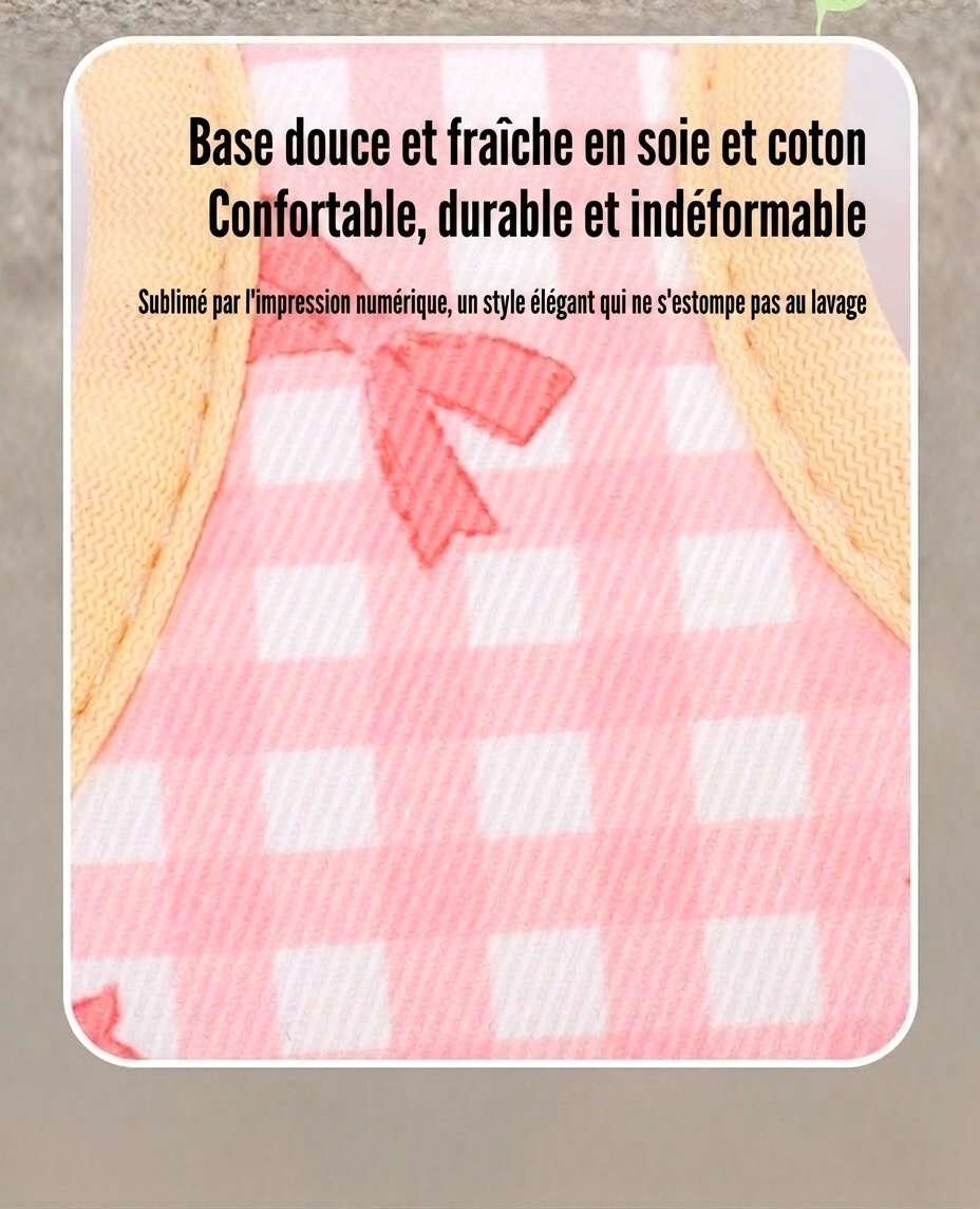 Cute Gingham Pet Harness & Leash Set with Bow - Breathable