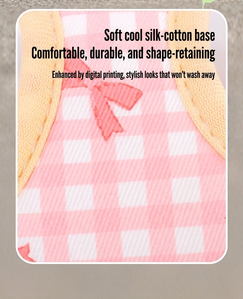 Cute Gingham Pet Harness & Leash Set with Bow - Breathable