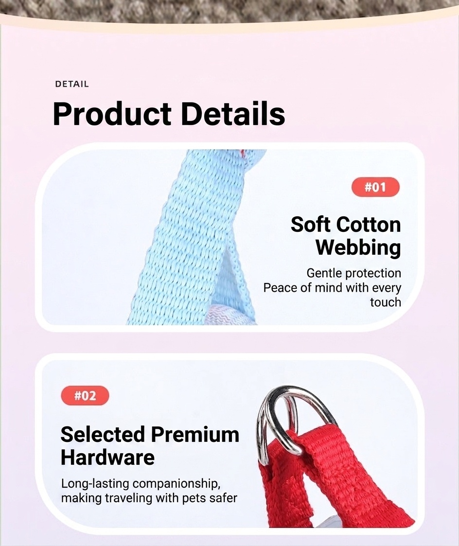 Cute Gingham Pet Harness & Leash Set with Bow - Breathable