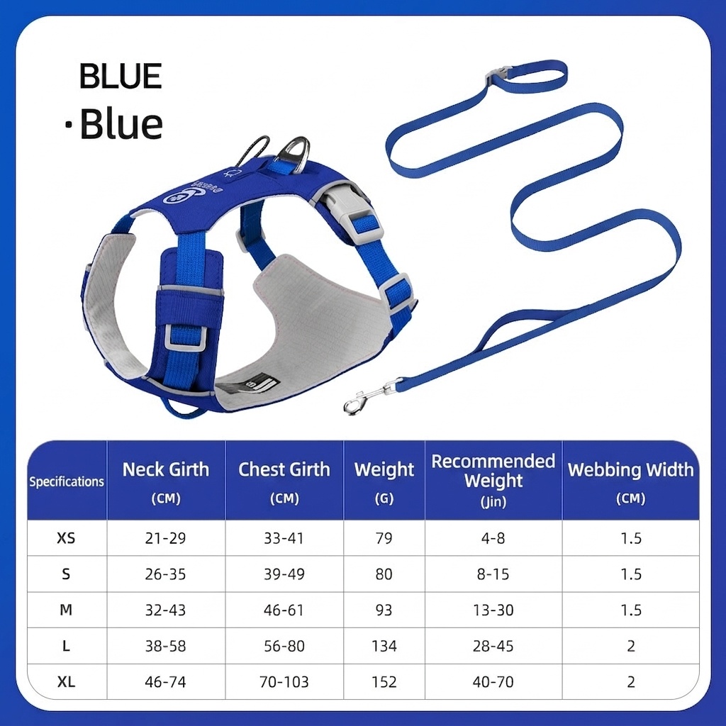 Lightweight Breathable No-Pull Dog Harness with Reflective Trim