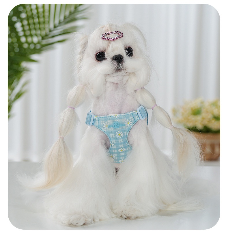 Daisy Plaid Pet Harness & Leash Set - Adjustable & Breathable
