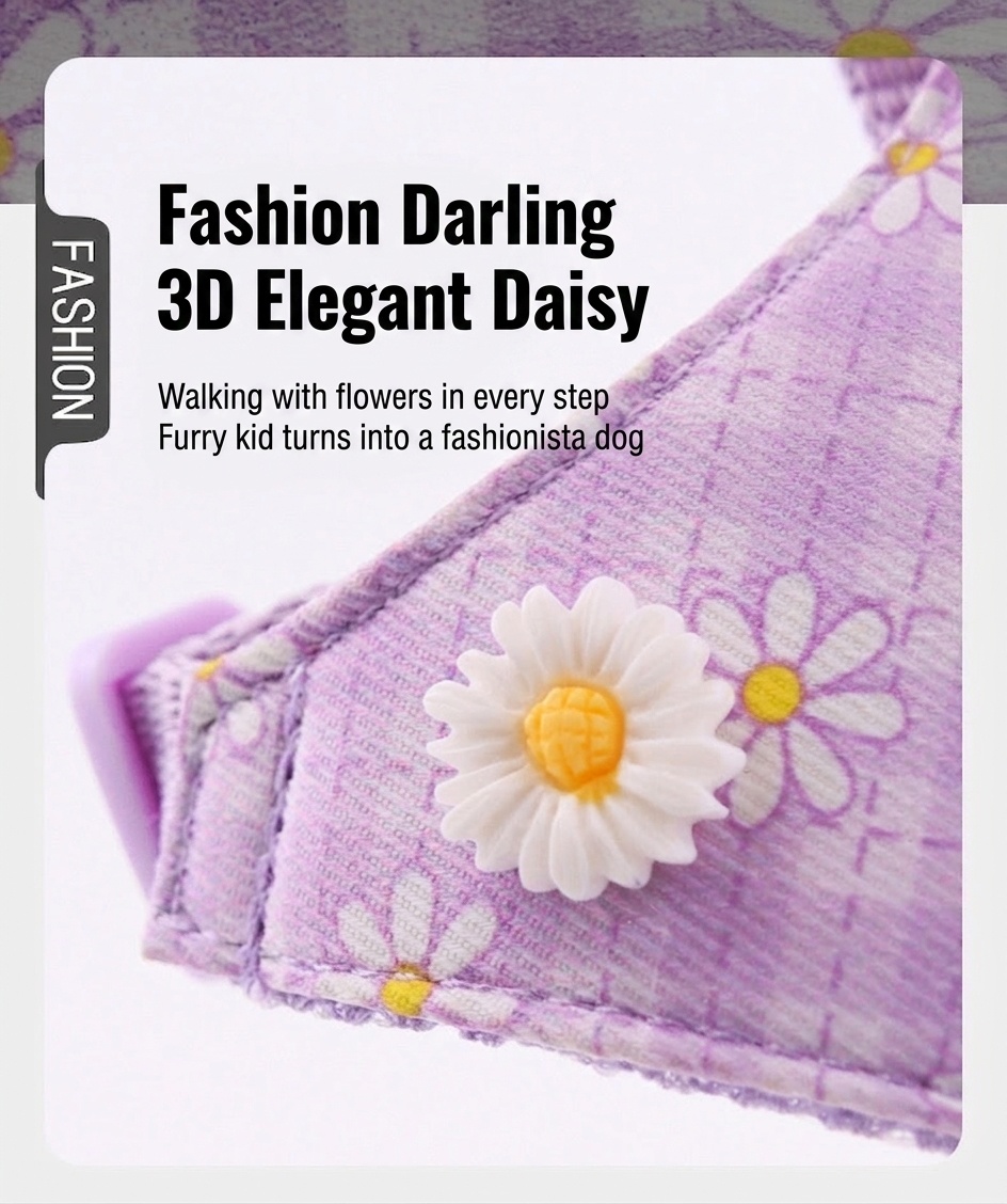 Daisy Plaid Pet Harness & Leash Set - Adjustable & Breathable
