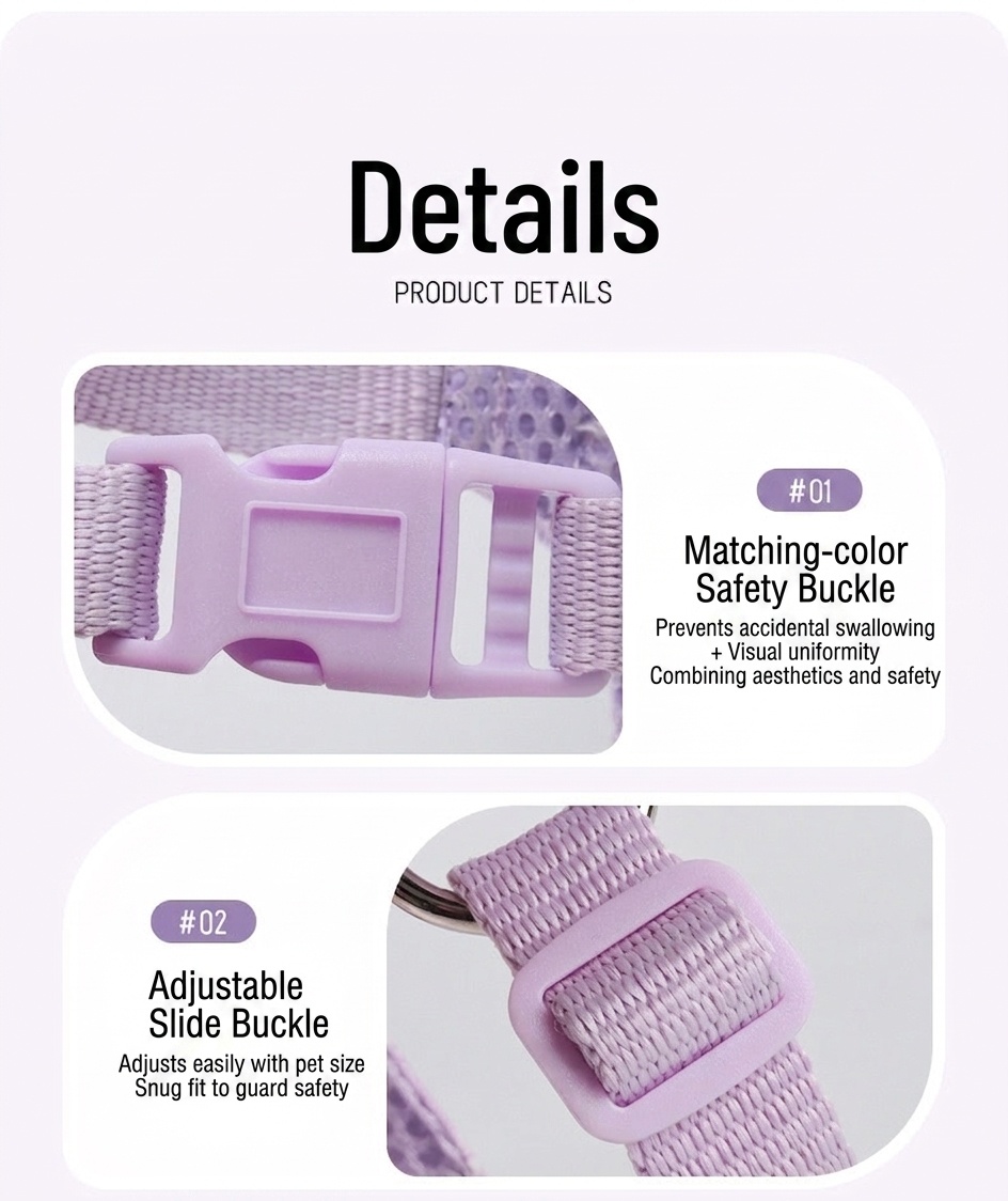 Daisy Plaid Pet Harness & Leash Set - Adjustable & Breathable