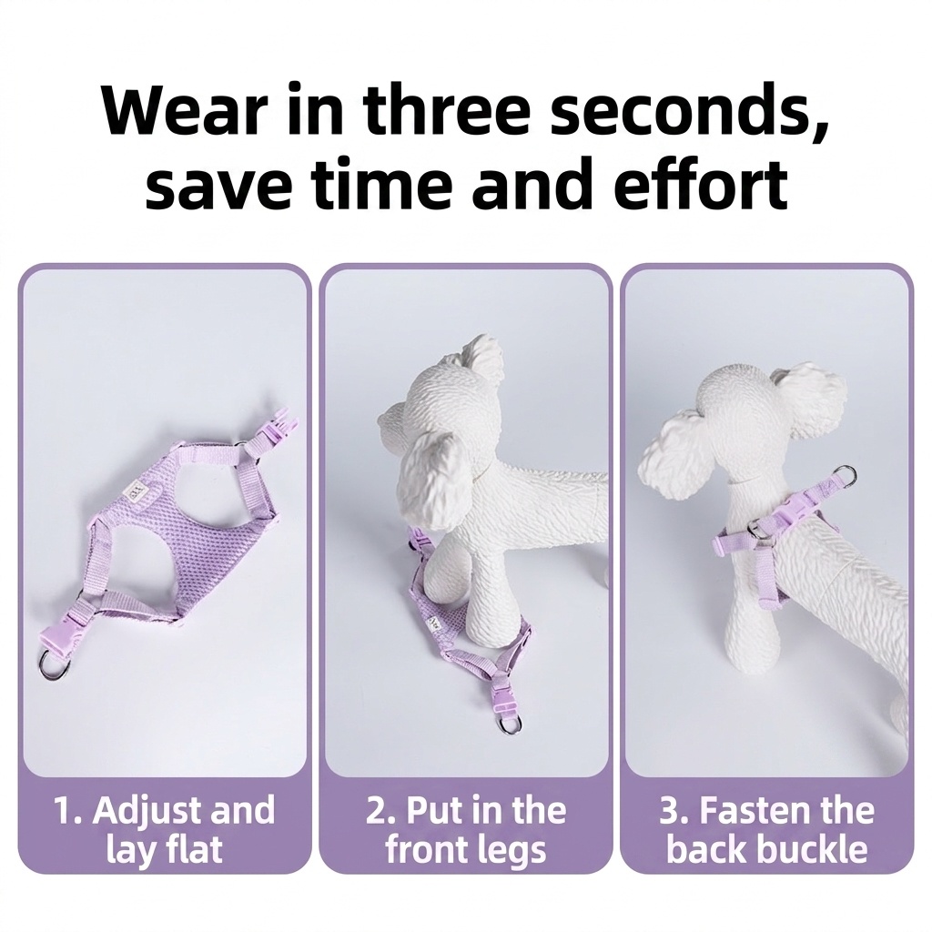Daisy Plaid Pet Harness & Leash Set - Adjustable & Breathable