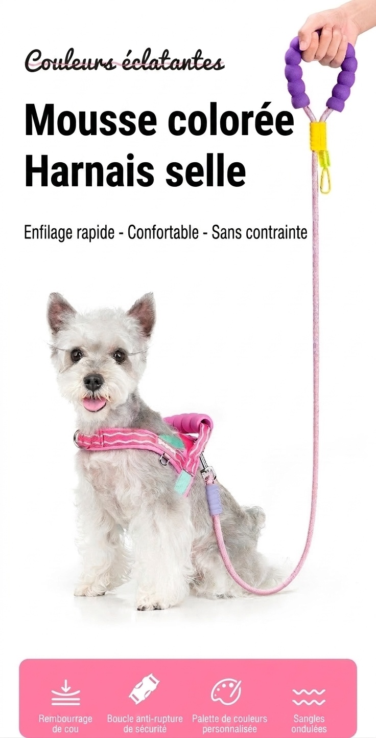 Comfort Padded Dog Harness & Leash Set - Adjustable & Reflective