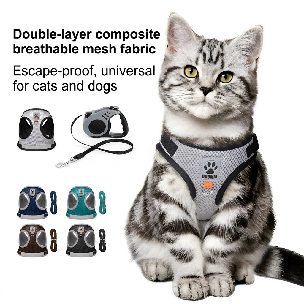 Breathable Mesh Pet Harness & Leash Set - Reflective Safety