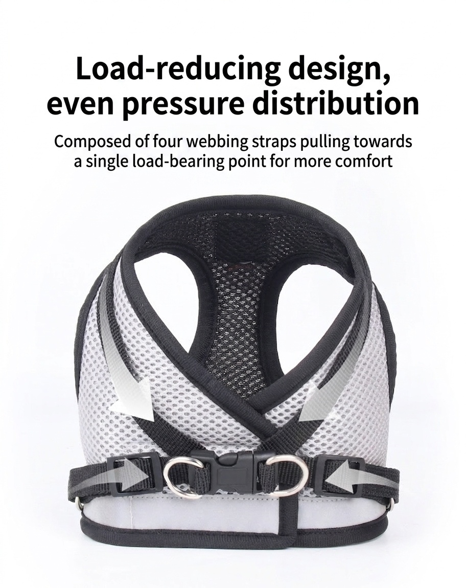 Breathable Mesh Pet Harness & Leash Set - Reflective Safety