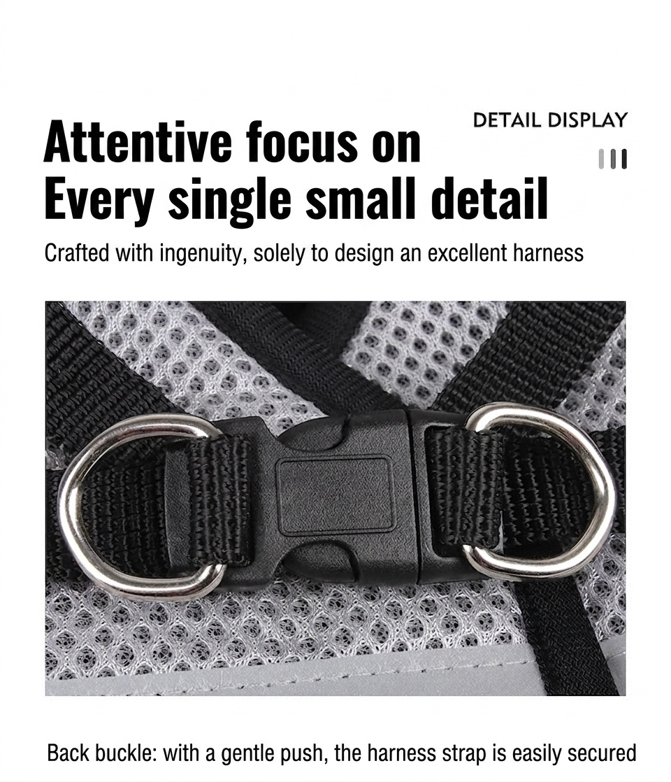 Breathable Mesh Pet Harness & Leash Set - Reflective Safety