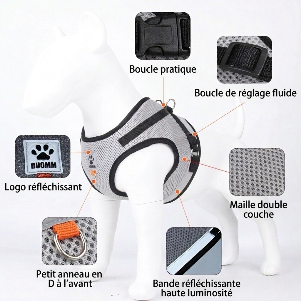 Breathable Mesh Pet Harness & Leash Set - Reflective Safety