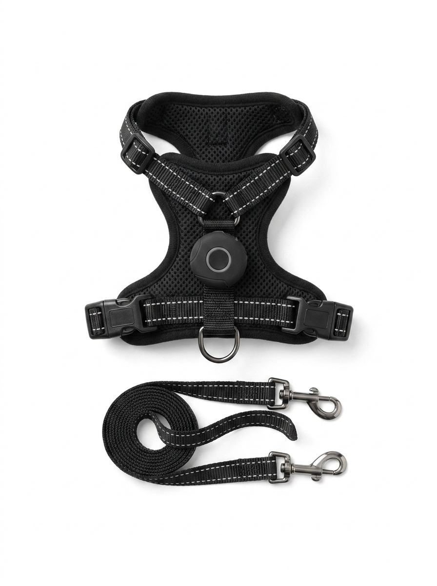 Anti-Escape Cat Harness & Leash Set with GPS Tracker Holder